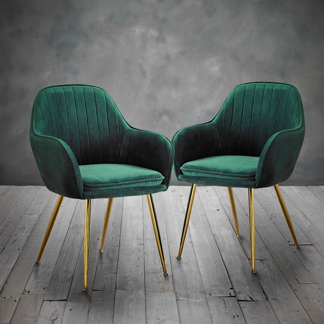 LPD Lara Forest Green Dining Chair with Gold Legs