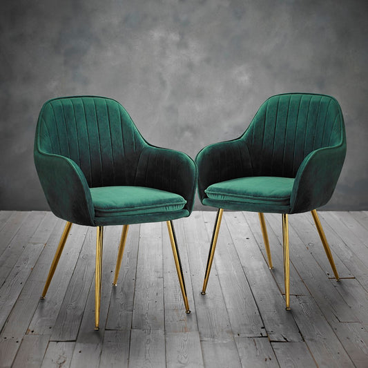 LPD Lara Forest Green Dining Chair with Gold Legs