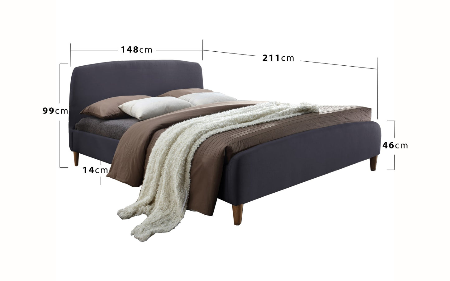Time Living Geneva 4ft6 Double Light Grey Fabric Bed Frame