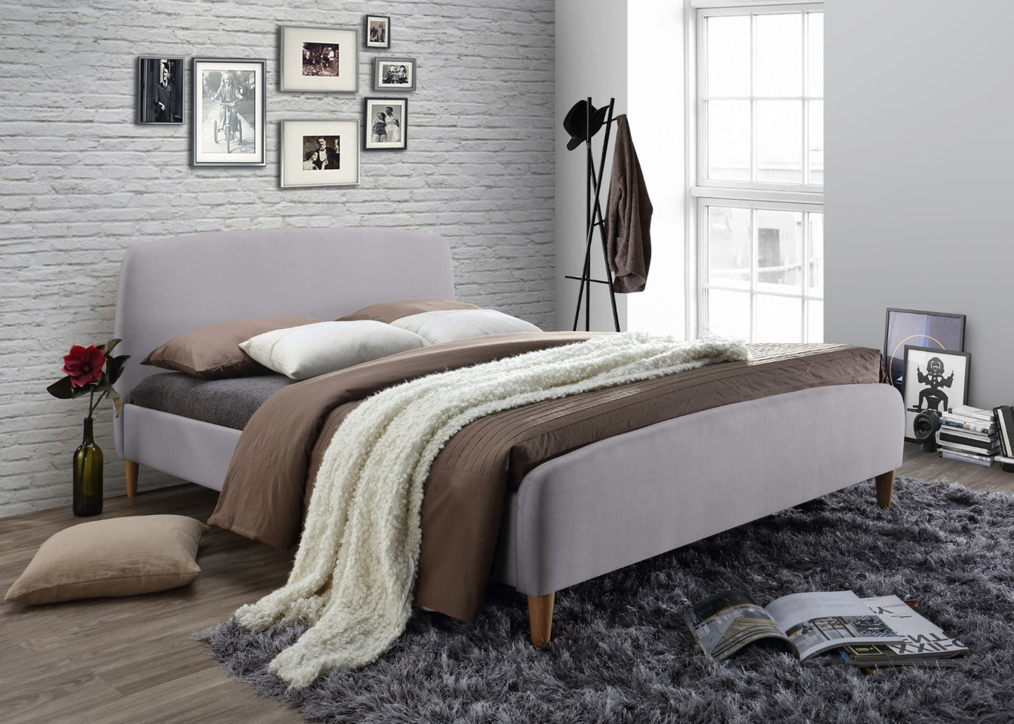 Time Living Geneva 4ft6 Double Light Grey Fabric Bed Frame