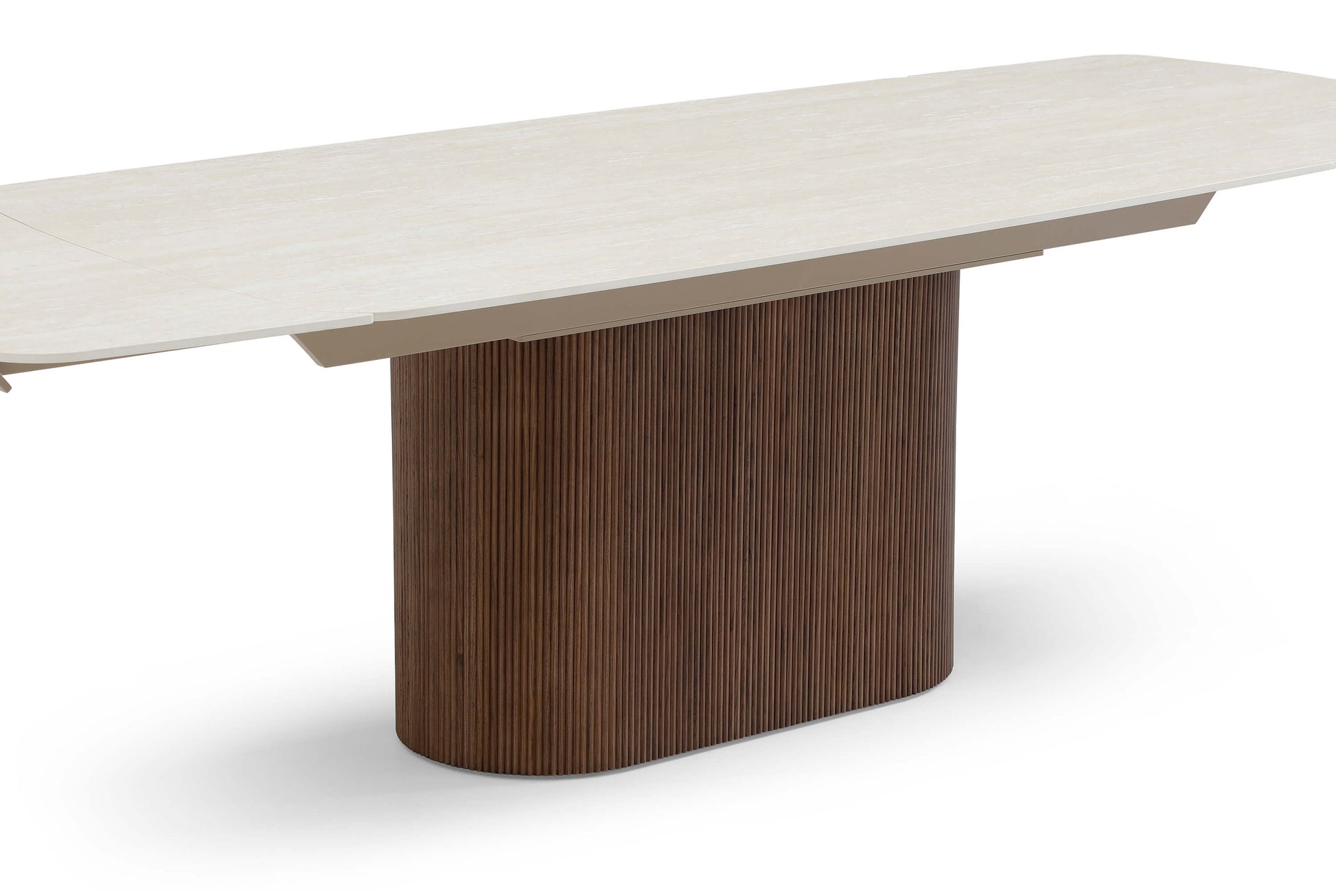 Giatalia Ginevra Extendable Dining Table 180–260cm Italian Walnut & White Travertine Ceramic Marble