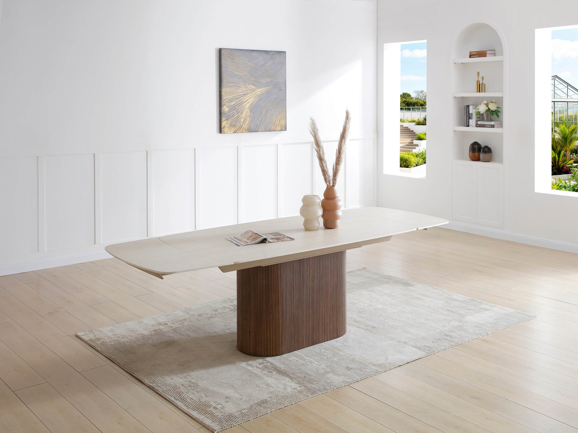 Ginevra Extending Dining Table White Walnut Free UK Delivery