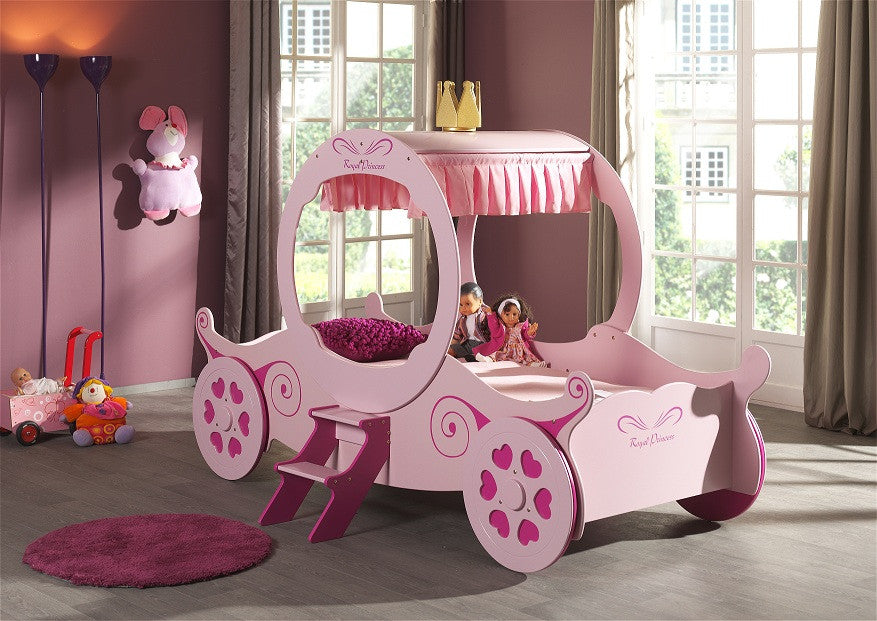 Girls 3ft Single Novelty Princess Pink Carriage Bed