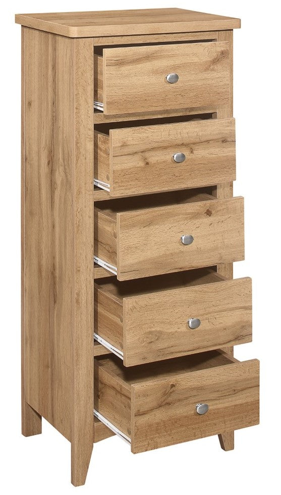 Birlea Hampstead Oak 5 Drawer Tall Chest