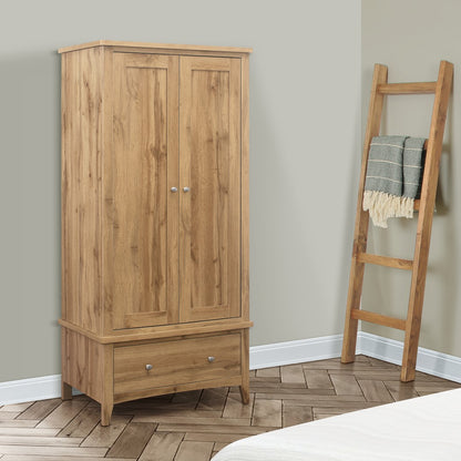 Birlea Hampstead Oak 2 Door 1 Drawer Wardrobe