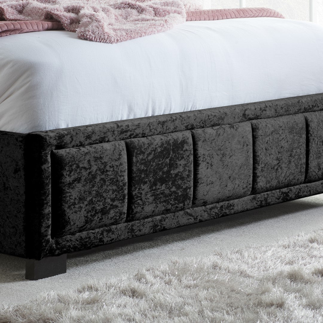 Birlea Hannover 4ft Small Double Black Crushed Velvet Fabric Bed Frame