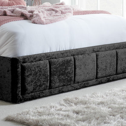 Birlea Hannover 4ft Small Double Black Crushed Velvet Fabric Ottoman Bed Frame