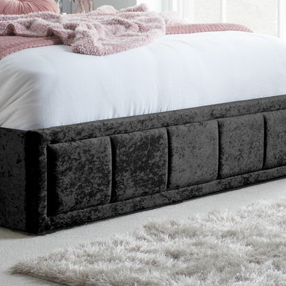 Birlea Hannover 5ft Kingsize Black Crushed Velvet Fabric Ottoman Bed Frame