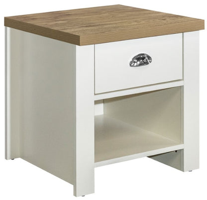 Birlea Highgate Cream And Oak 1 Drawer Lamp Table