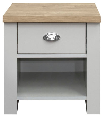 Birlea Highgate Grey And Oak 1 Drawer Lamp Table