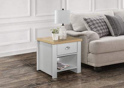 Birlea Highgate Grey And Oak 1 Drawer Lamp Table