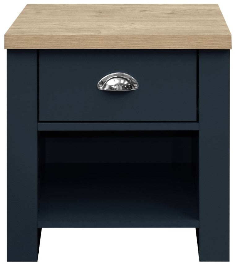 Birlea Highgate Blue And Oak 1 Drawer Lamp Table