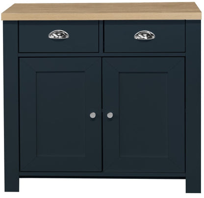 Birlea Highgate Blue And Oak 2 Door 2 Drawer Sideboard