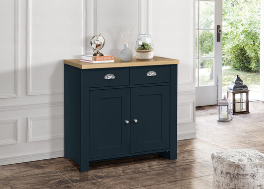 Birlea Highgate Blue And Oak 2 Door 2 Drawer Sideboard