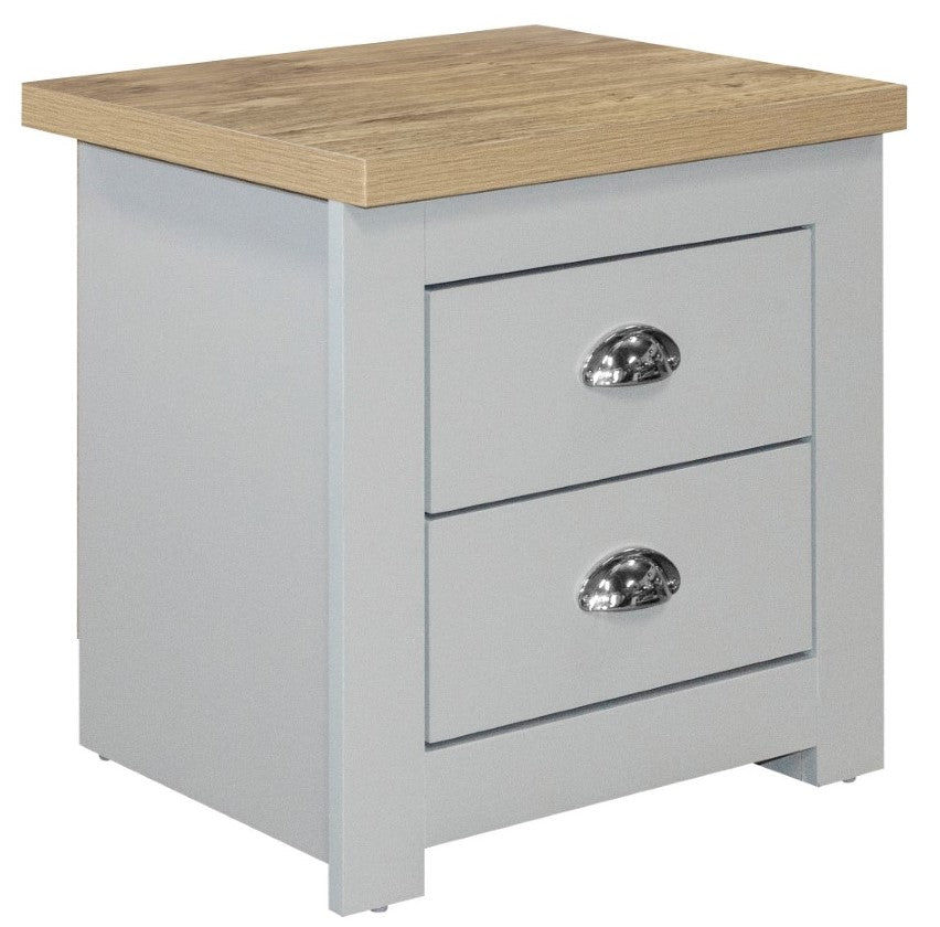 Birlea Highgate Grey And Oak 2 Drawer Bedside