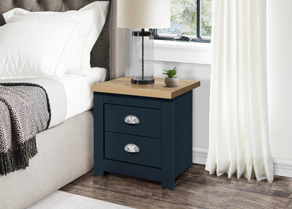 Birlea Highgate Blue And Oak 2 Drawer Bedside