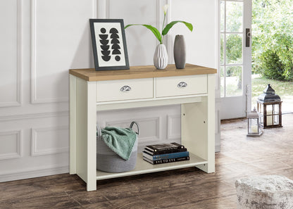 Birlea Highgate Cream And Oak 2 Drawer Console Table