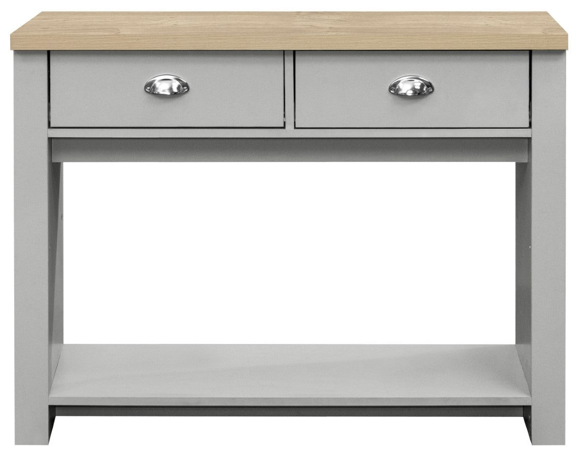 Birlea Highgate Grey And Oak 2 Drawer Console Table