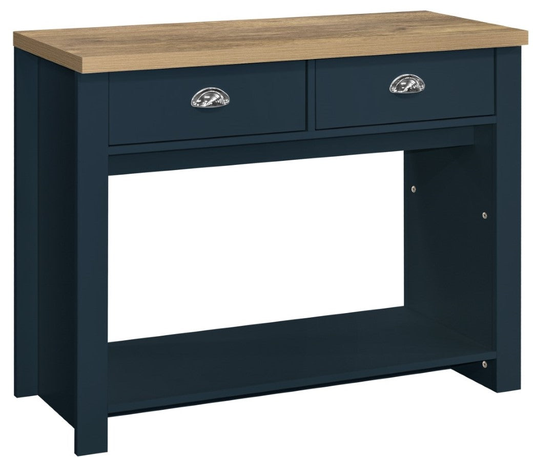 Birlea Highgate Blue And Oak 2 Drawer Console Table