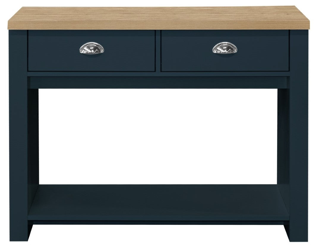 Birlea Highgate Blue And Oak 2 Drawer Console Table