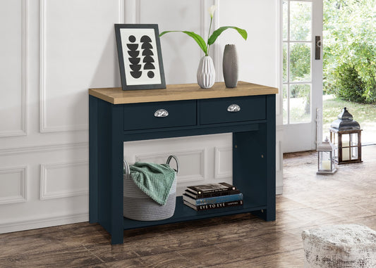 Birlea Highgate Blue And Oak 2 Drawer Console Table