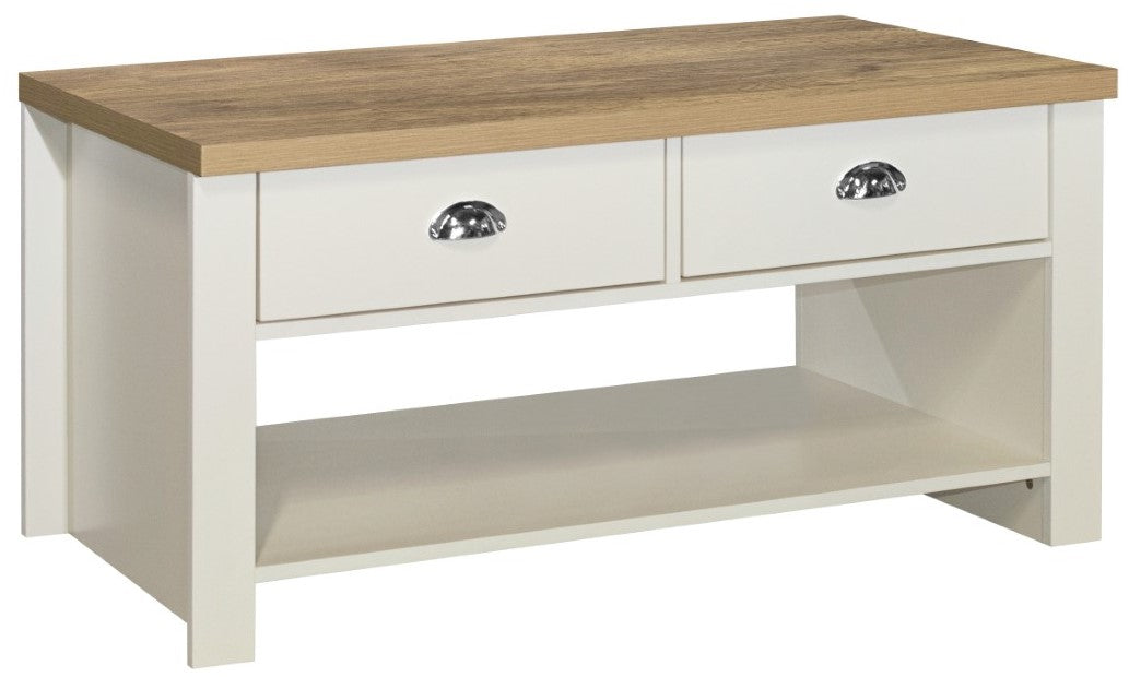 Birlea Highgate Cream And Oak 2 Drawer Coffee Table