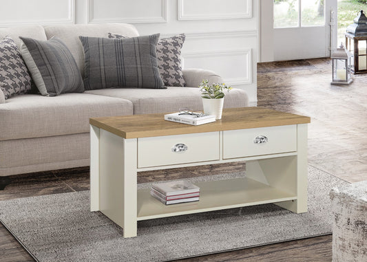 Birlea Highgate Cream And Oak 2 Drawer Coffee Table