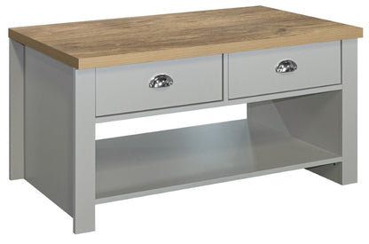 Birlea Highgate Grey And Oak 2 Drawer Coffee Table