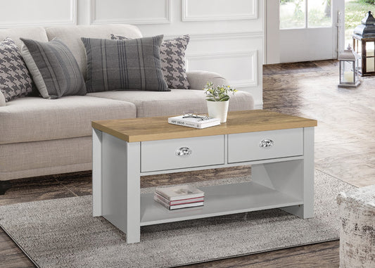 Birlea Highgate Grey And Oak 2 Drawer Coffee Table