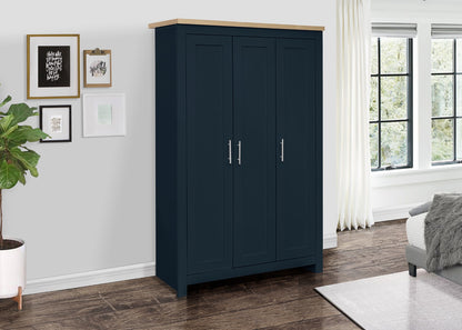 Birlea Highgate Blue And Oak 3 Door Wardrobe