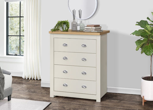 Birlea Highgate Cream And Oak 4 Drawer Chest