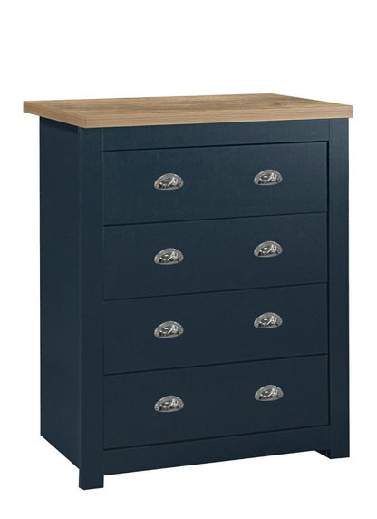 Birlea Highgate Blue And Oak 4 Drawer Chest