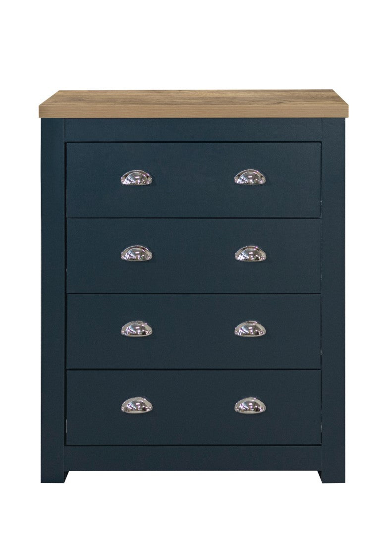 Birlea Highgate Blue And Oak 4 Drawer Chest