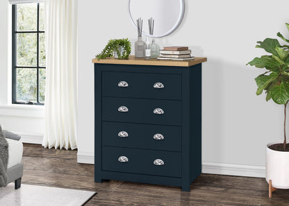 Birlea Highgate Blue And Oak 4 Drawer Chest