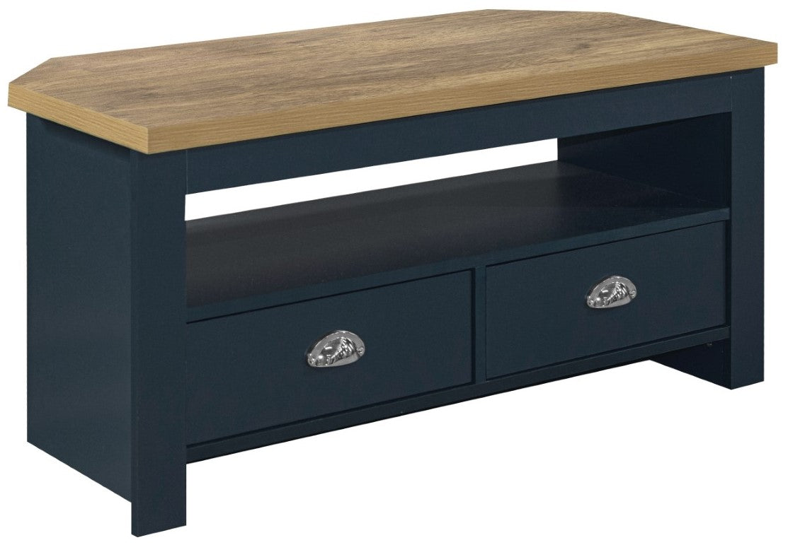 Birlea Highgate Blue And Oak Corner Tv Unit