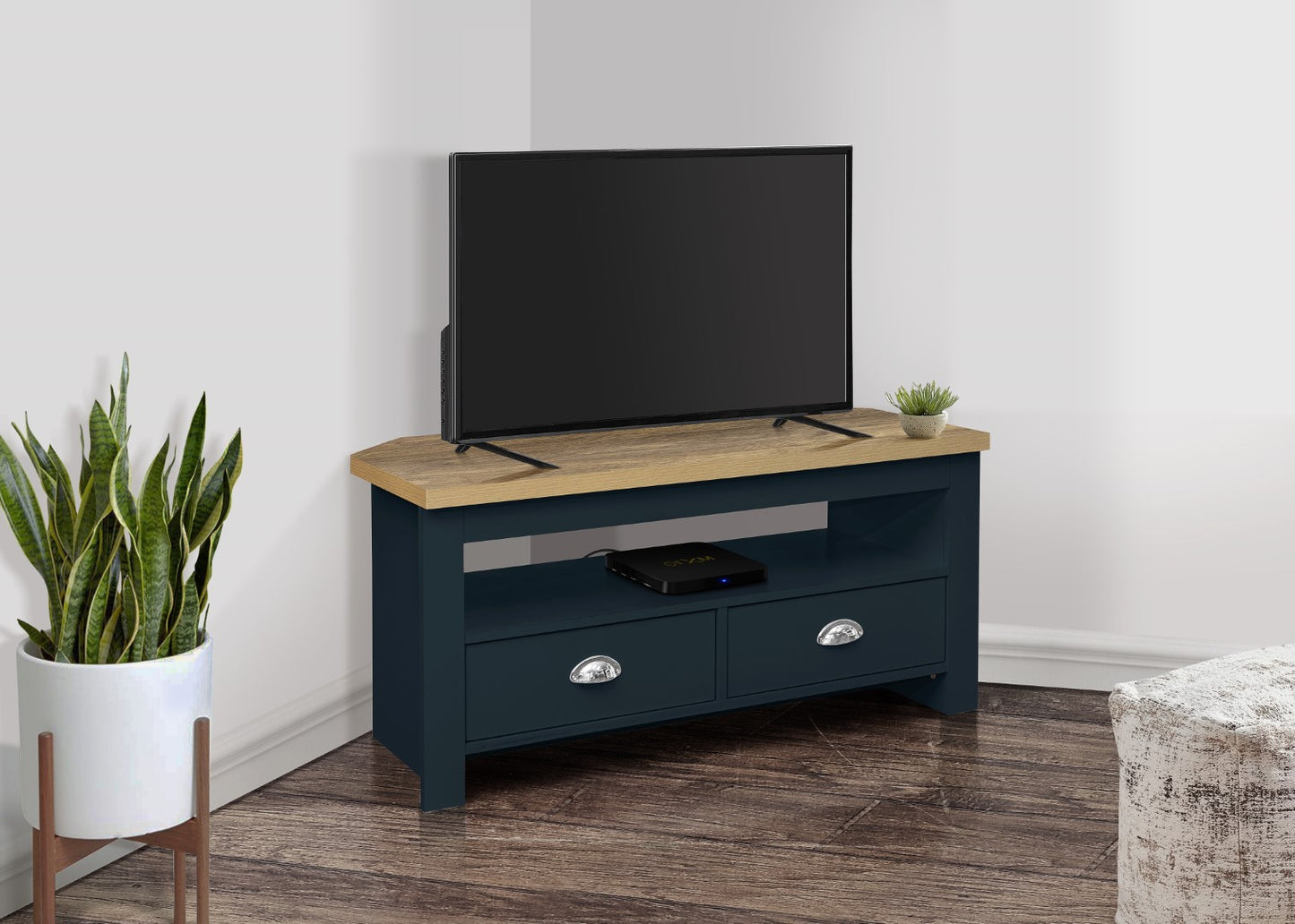 Birlea Highgate Blue And Oak Corner Tv Unit