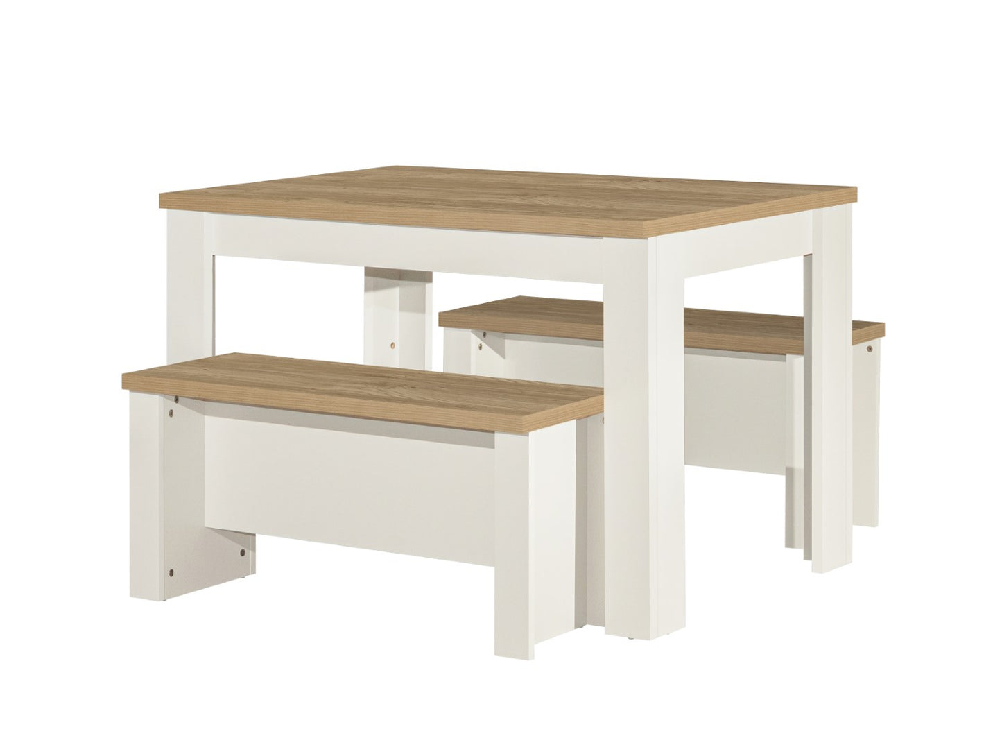 Birlea Highgate Cream And Oak Dining Table & Bench Set