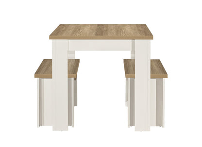 Birlea Highgate Cream And Oak Dining Table & Bench Set