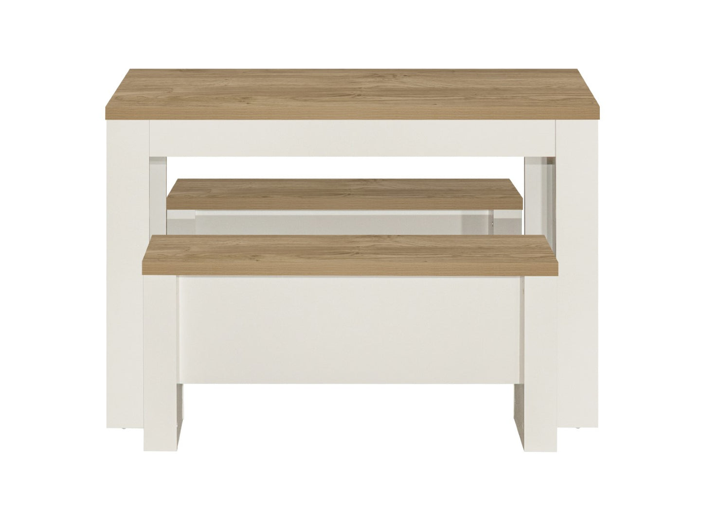 Birlea Highgate Cream And Oak Dining Table & Bench Set