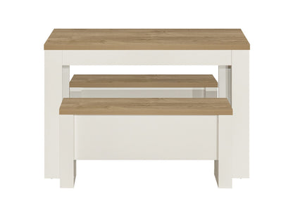 Birlea Highgate Cream And Oak Dining Table & Bench Set