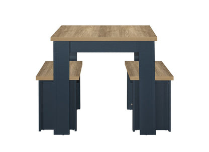 Birlea Highgate Blue And Oak Dining Table & Bench Set