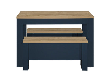 Birlea Highgate Blue And Oak Dining Table & Bench Set