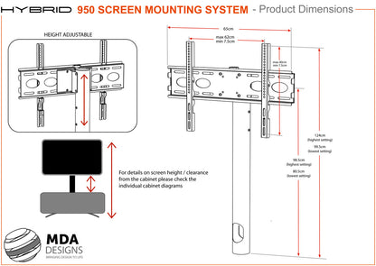 Cantilever TV Stand Hybrid 950 Screen Mounting For TVs Up To 60 Inches MDA Designs