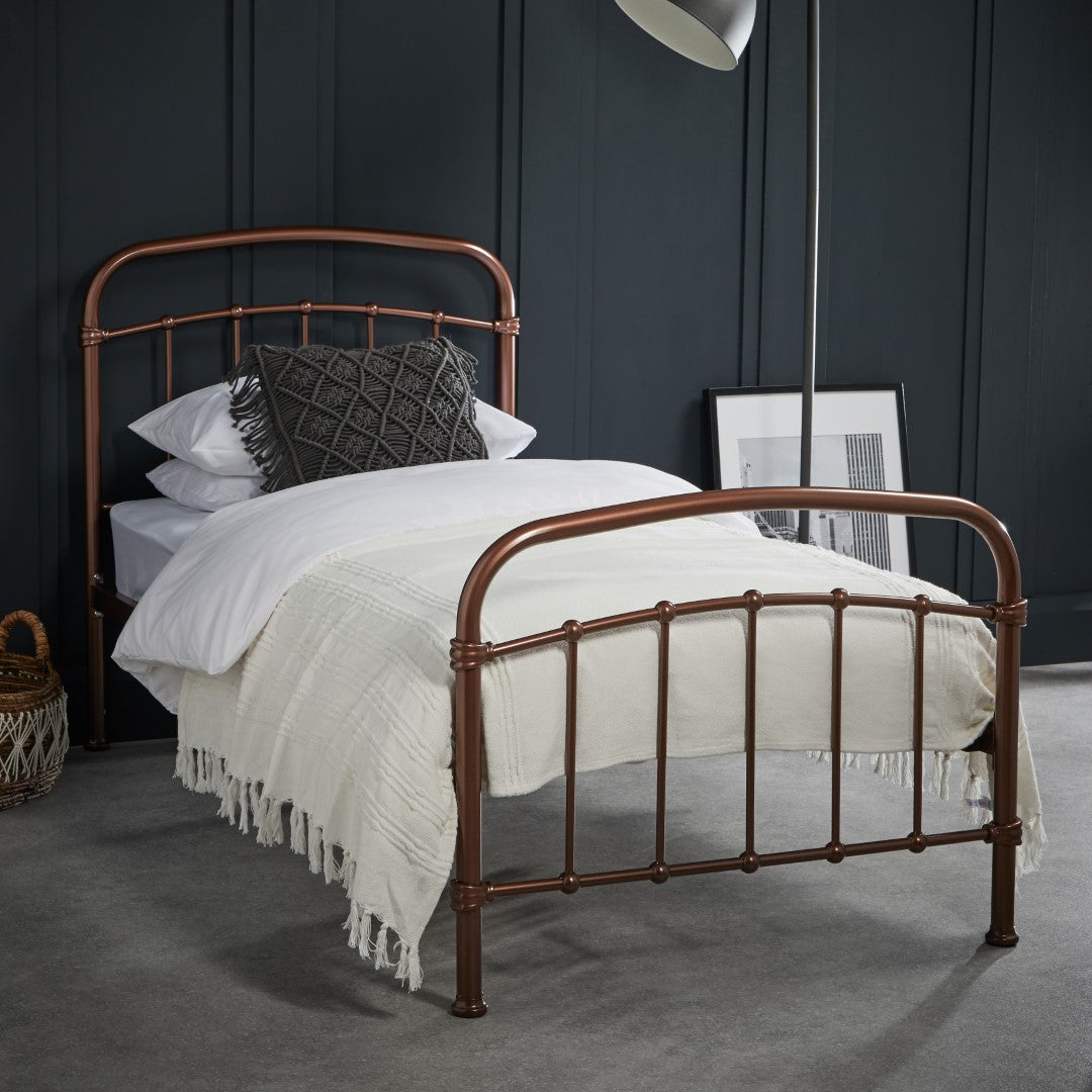 LPD Halston 3ft Single Copper Metal Bed