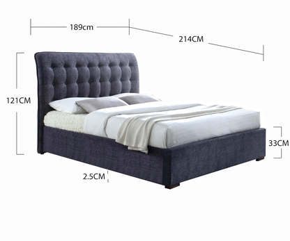 Time Living Hamilton 5ft Kingsize Dark Grey Fabric Bed Frame