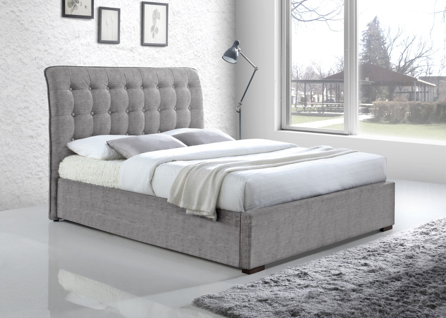 Time Living Hamilton 4ft6 Double Light Grey Fabric Bed Frame