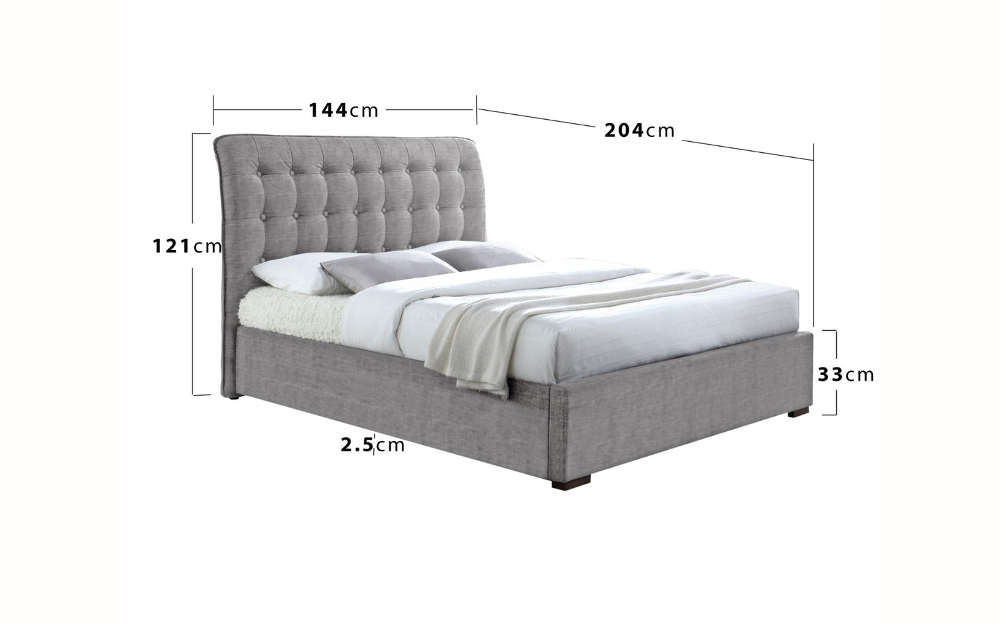 Time Living Hamilton 4ft6 Double Light Grey Fabric Bed Frame