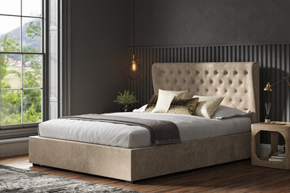 Emporia Hampstead 4ft6 Double Stone Chenille Ottoman Bed Frame