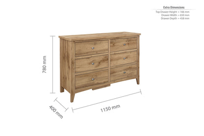 Birlea Hampstead Oak 6 Drawer Chest