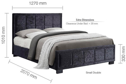 Birlea Hannover 4ft Small Double Black Crushed Velvet Fabric Bed Frame